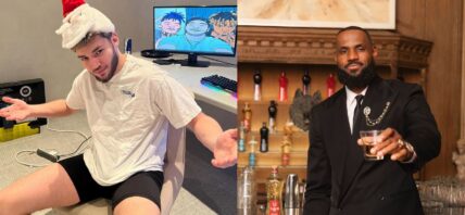 Photo collage of LeBron James and Adin Ross.