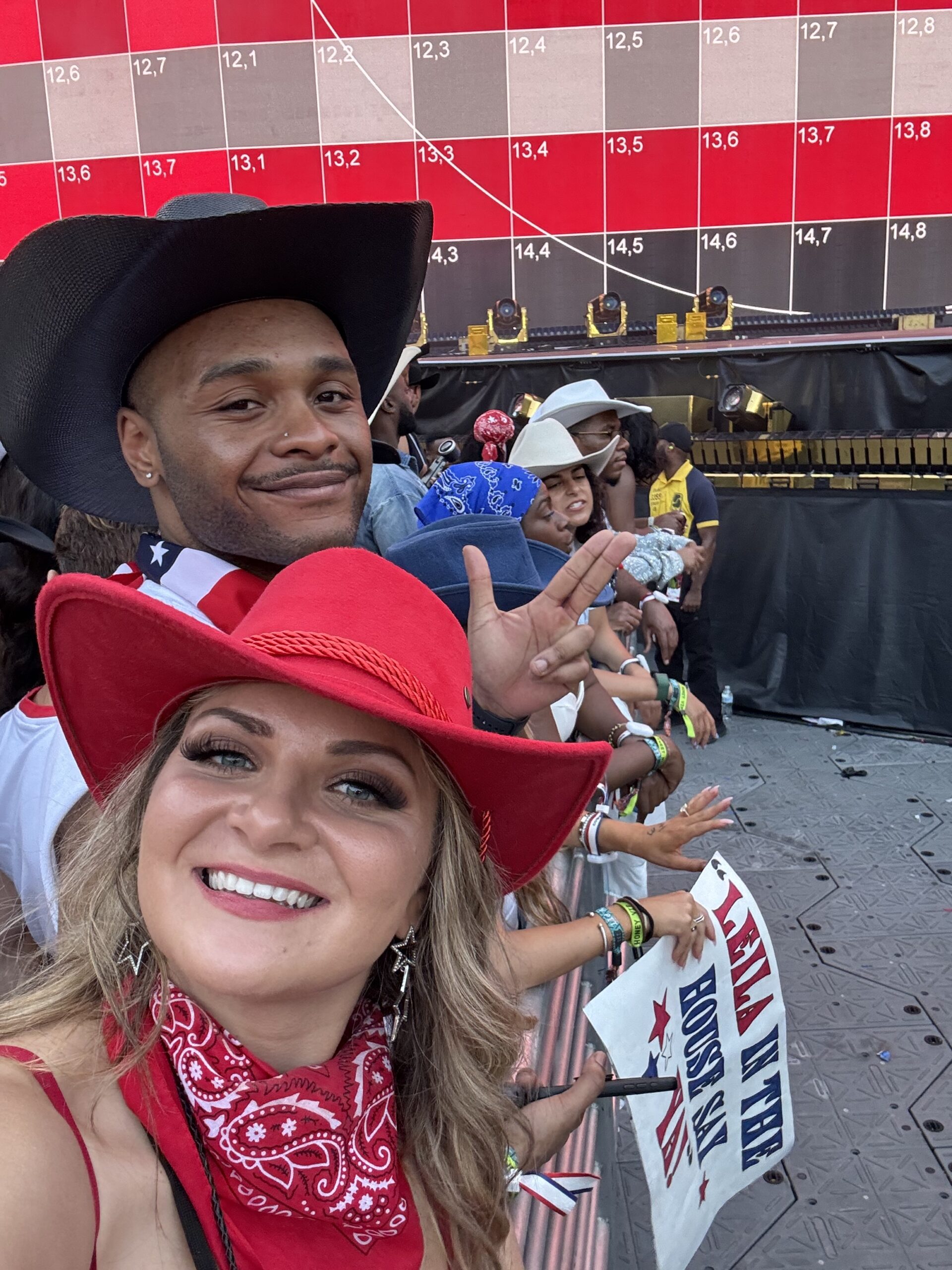Jacquez Printup and Caty Payette during Beyoncé's "Cowboy Carter" tour. 
