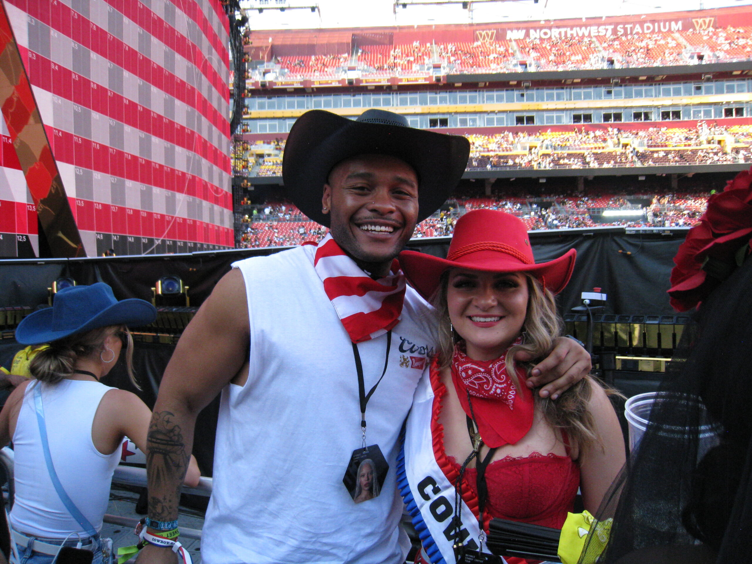 Jacquez Printup and Caty Payette during Beyoncé's "Cowboy Carter" tour. 