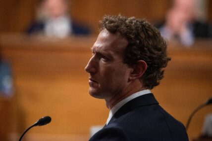 CEO of Facebook Mark Zuckerberg at a Senate Judiciary Hearing.
