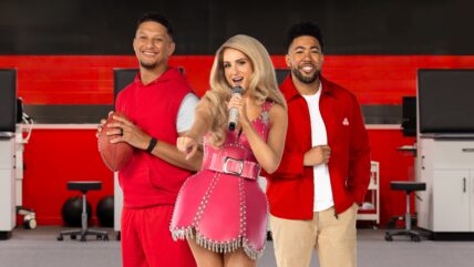 Meghan Trainor, patrick mahomes, and jake from state farm