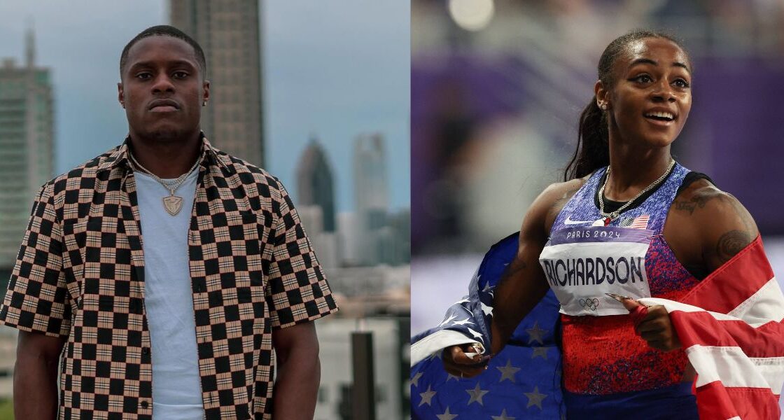 Photo collage of Sha'Carri Richardson and Christian Coleman.