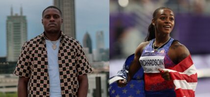 Photo collage of Sha'Carri Richardson and Christian Coleman.