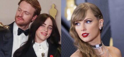 Finneas and Billie Eilish (left) Taylor Swift (right)