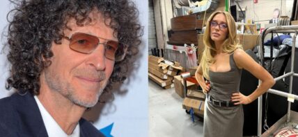 Photo collage of Alex Cooper and Howard Stern.