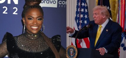 Photo collage of Donald Trump and Kandi Burruss.