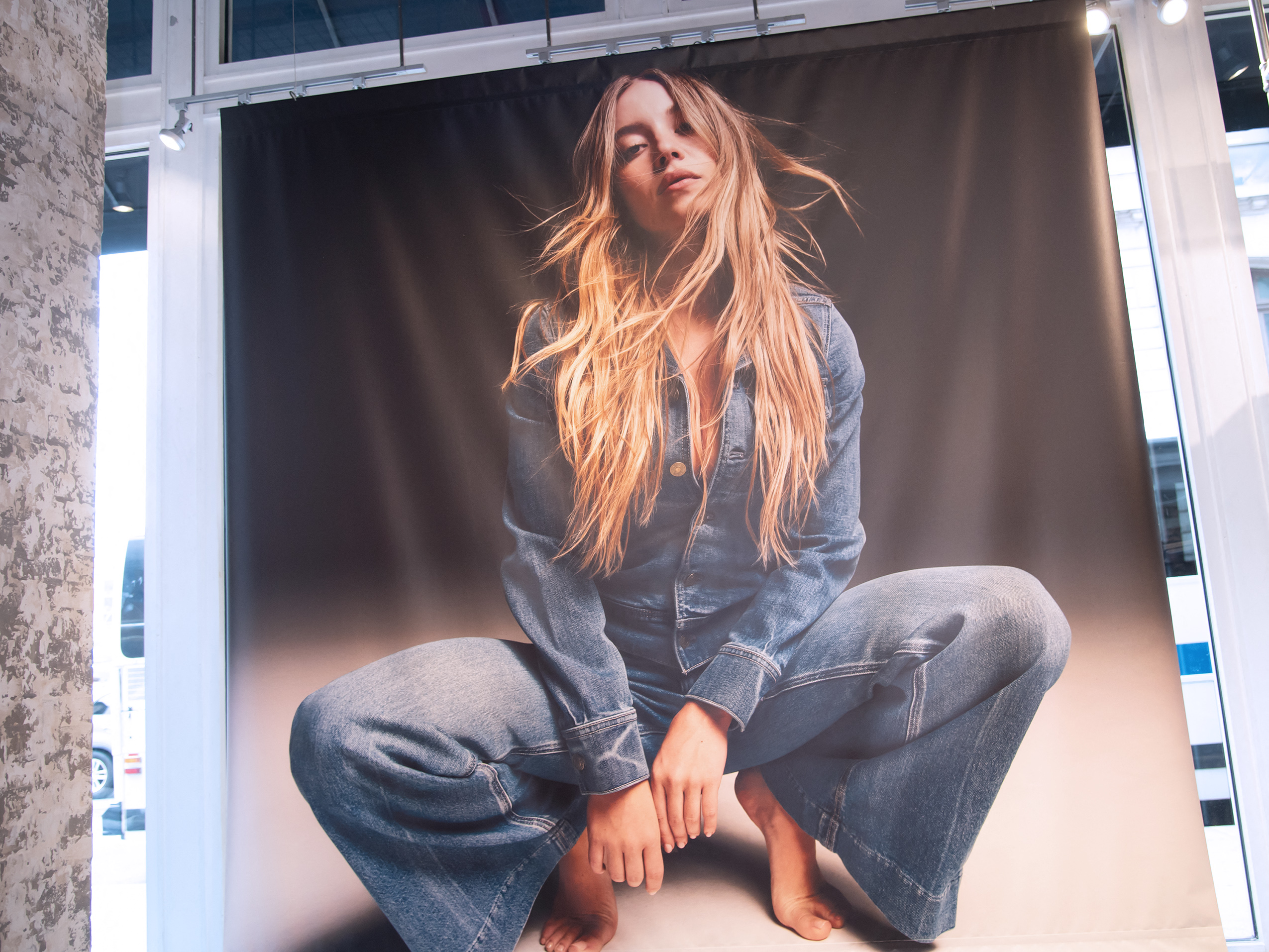 Sydney Sweeney American Eagle Ad in Downtown NYC Store