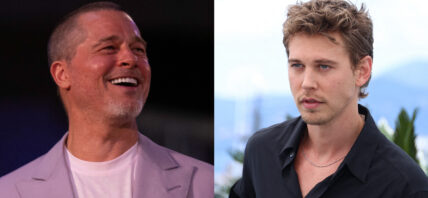 A photo collage of Brad Pitt and Austin Butler
