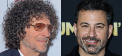 A photo collage of Howard Stern and Jimmy Kimmel