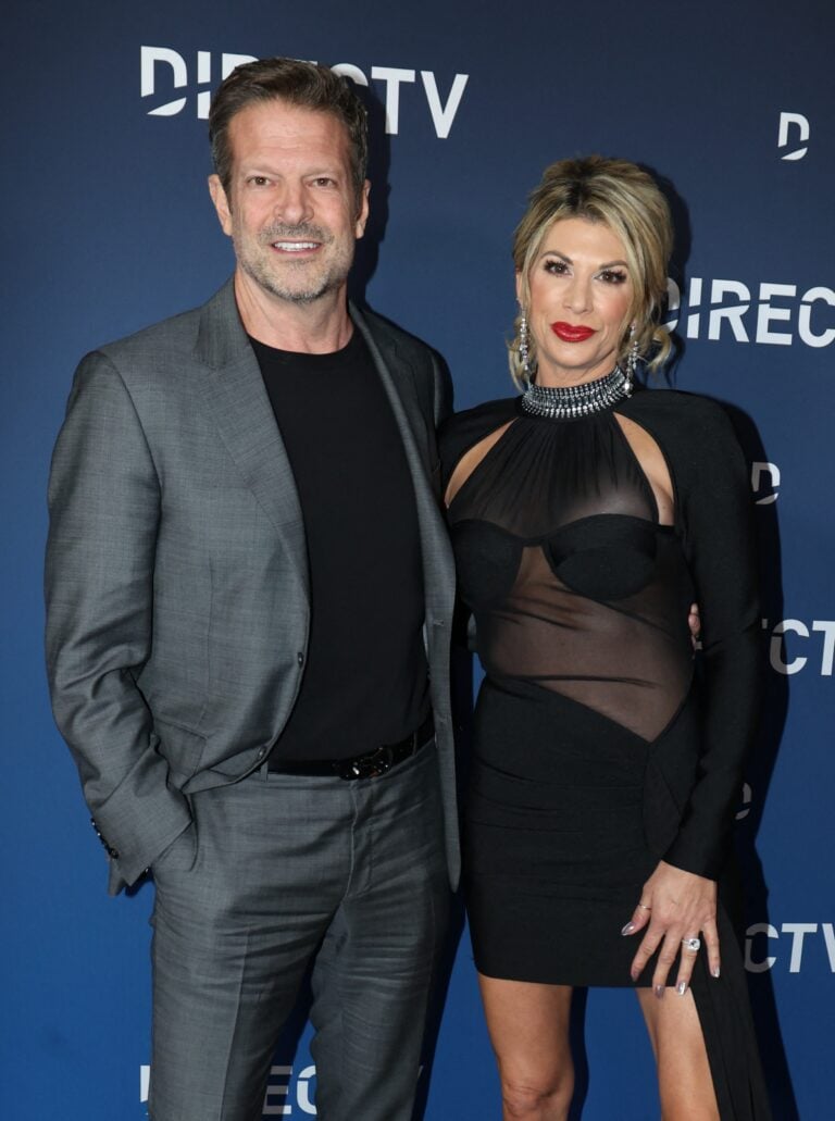 Alexis Bellino and John Janssen at Kathy Hilton's home for private holiday charity event