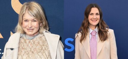 A photo collage of Martha Stewart and Drew Barrymore