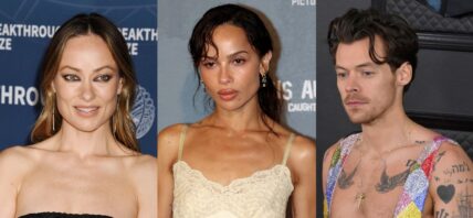 Olivia Wilde (left) Zoë Kravitz (middle) Harry Styles (right)