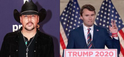 Jason Aldean (left) Charlie Kirk (right)