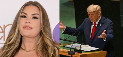 Photo collage of Brittany Cartwright and Donald Trump.