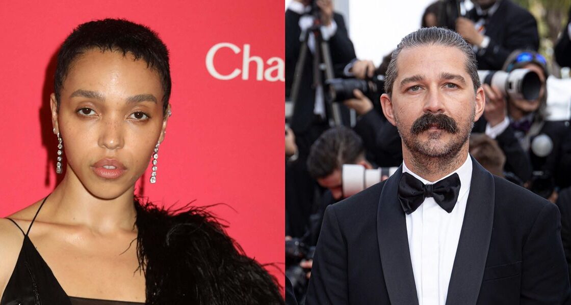 A photo collage of FKA Twigs and Shia LaBeouf