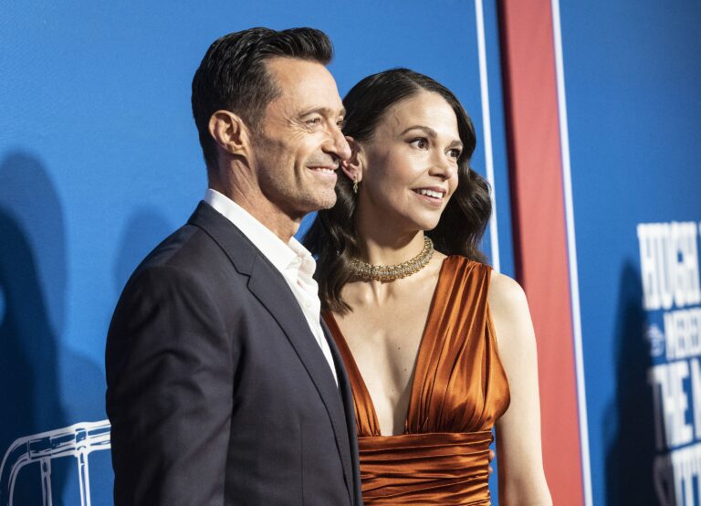 Hugh Jackman and Sutton Foster at Opening night for musical The Music Man