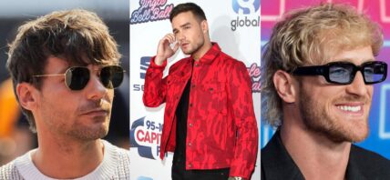 A photo collage of Louis Tomlinson, Liam Payne, and Logan Paul