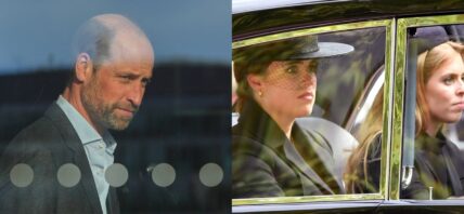 A photo collage of Prince William and Princesses Eugenie and Beatrice