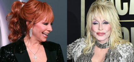 A photo collage of Reba McEntire and Dolly Parton