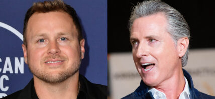 A photo collage of Spencer Pratt and Gavin Newsom