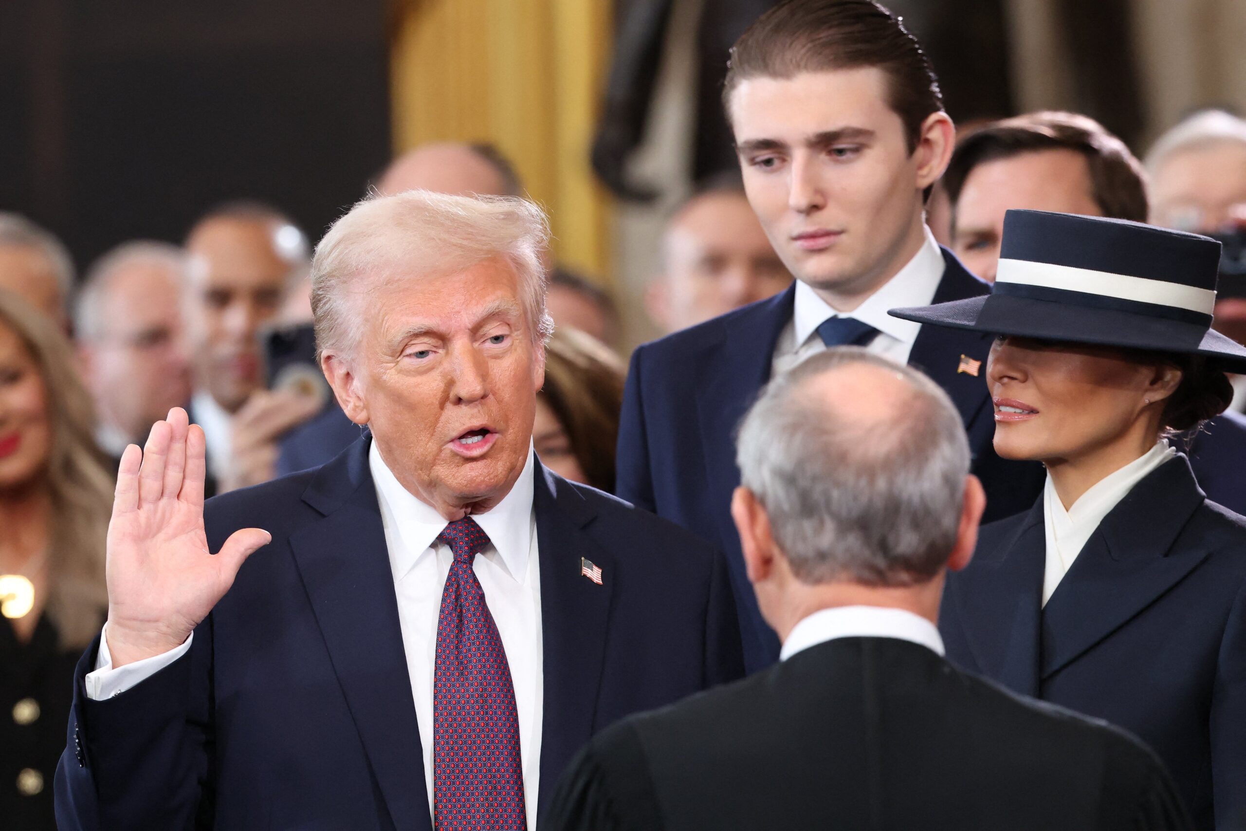 Donald Trump, Barron Trump and Melania Trump