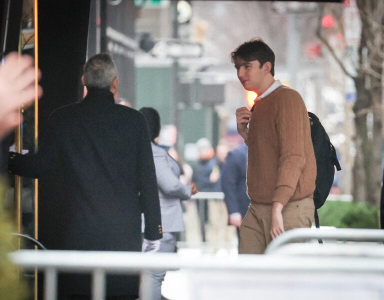 Barron Trump arrives back to Trump Tower in New York after spending the day at NYU