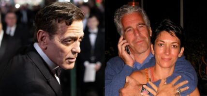 George Clooney, Jeffrey Epstein, Ghislaine Maxwell, photo collage