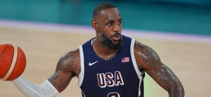 Lebron James on basketball court