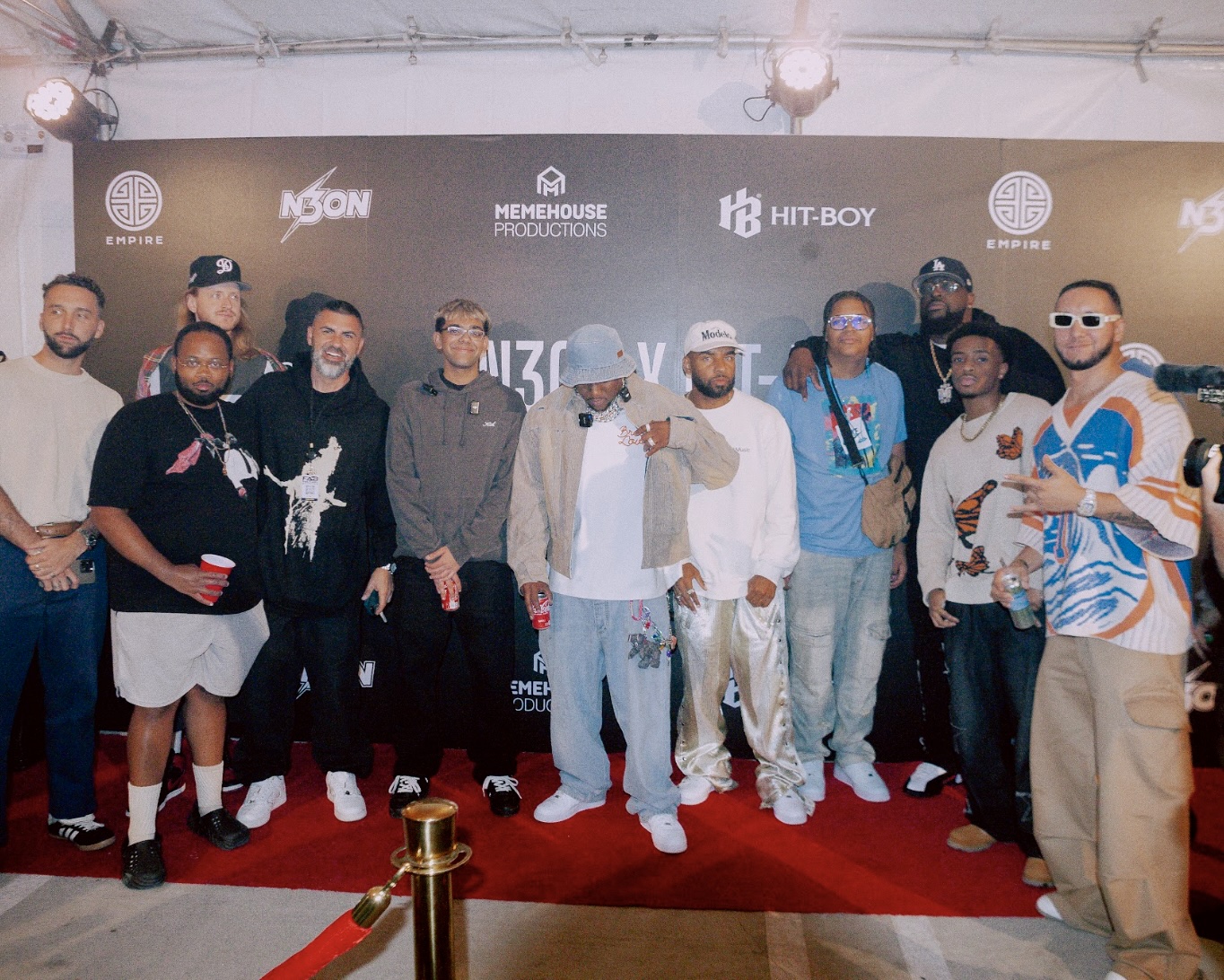 N3on and Hit-Boy with crew
