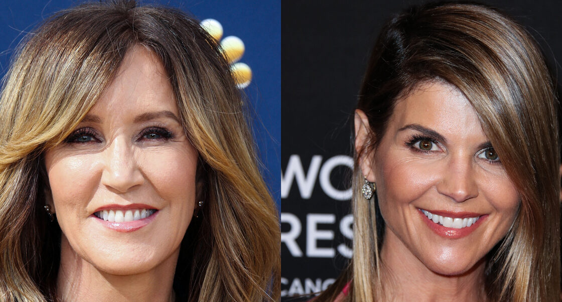 A photo collage of Felicity Huffman and Lori Loughlin