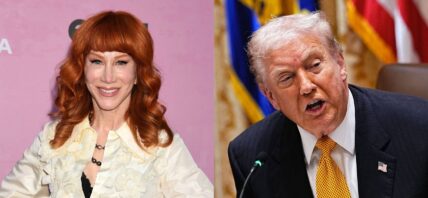 A Photo collage of Kathy Griffin, Donald Trump,