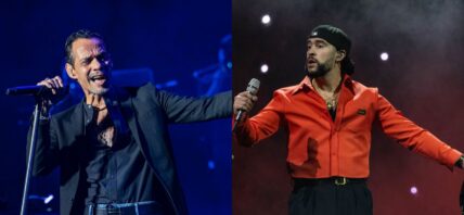 A photo collage of Marc Anthony and Bad Bunny