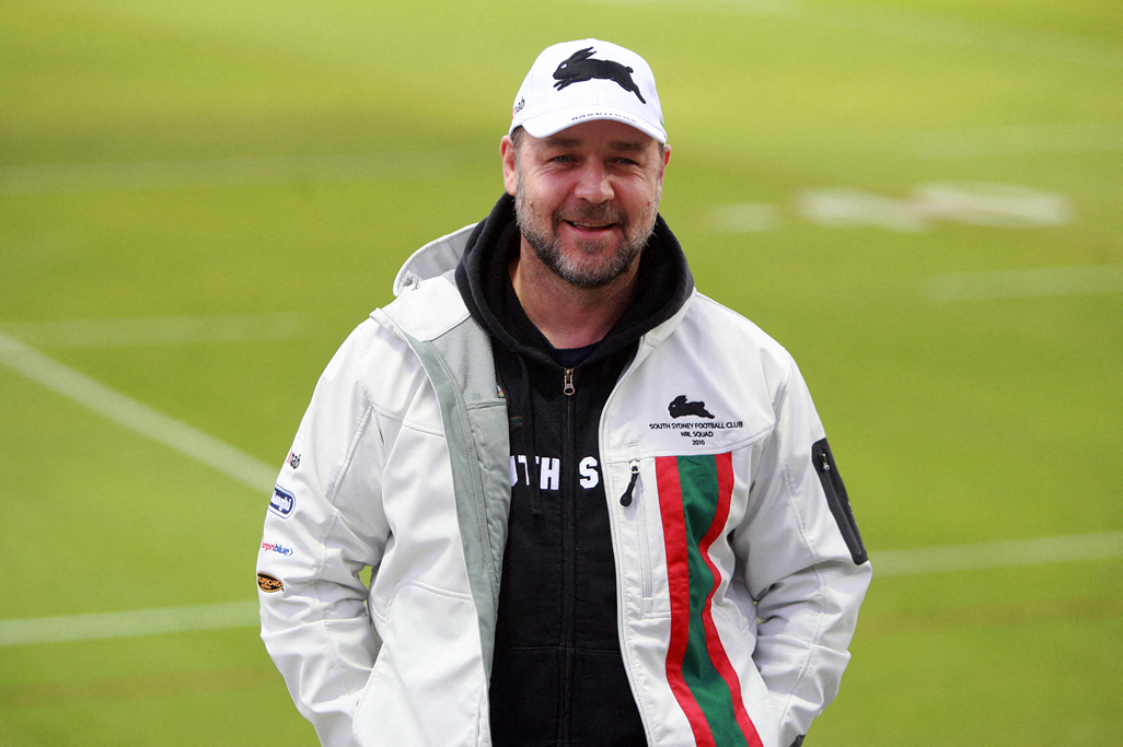 Russell Crowe at Rabbitoh's training in Perth