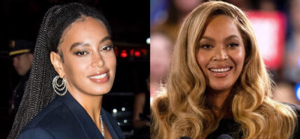 A photo collage of Solange Knowles and Beyoncé