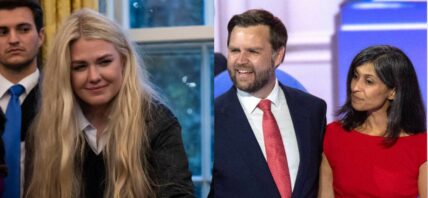 Erika Kirk, J.D. Vance and Usha Vance photo collage