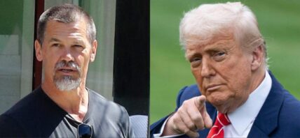 Collage of Josh Brolin and Donald Trump