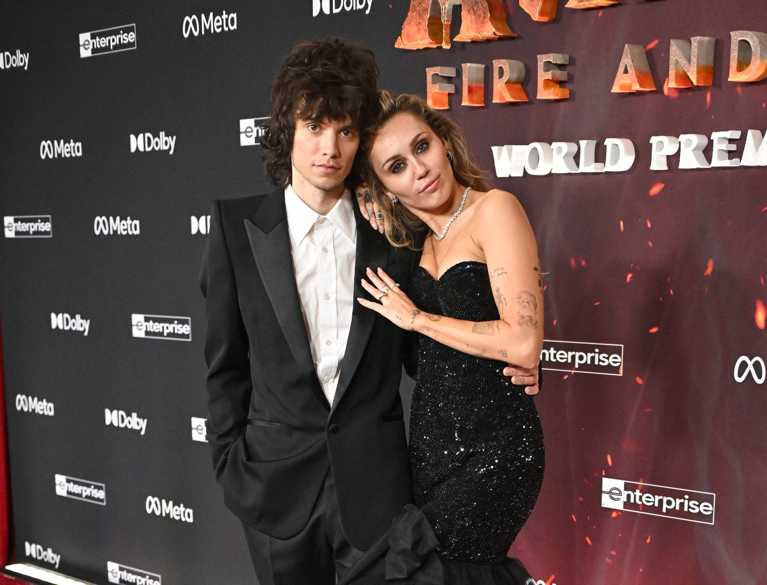 Miley Cyrus and Maxx Morando at Avatar Fire and Ash World Premiere