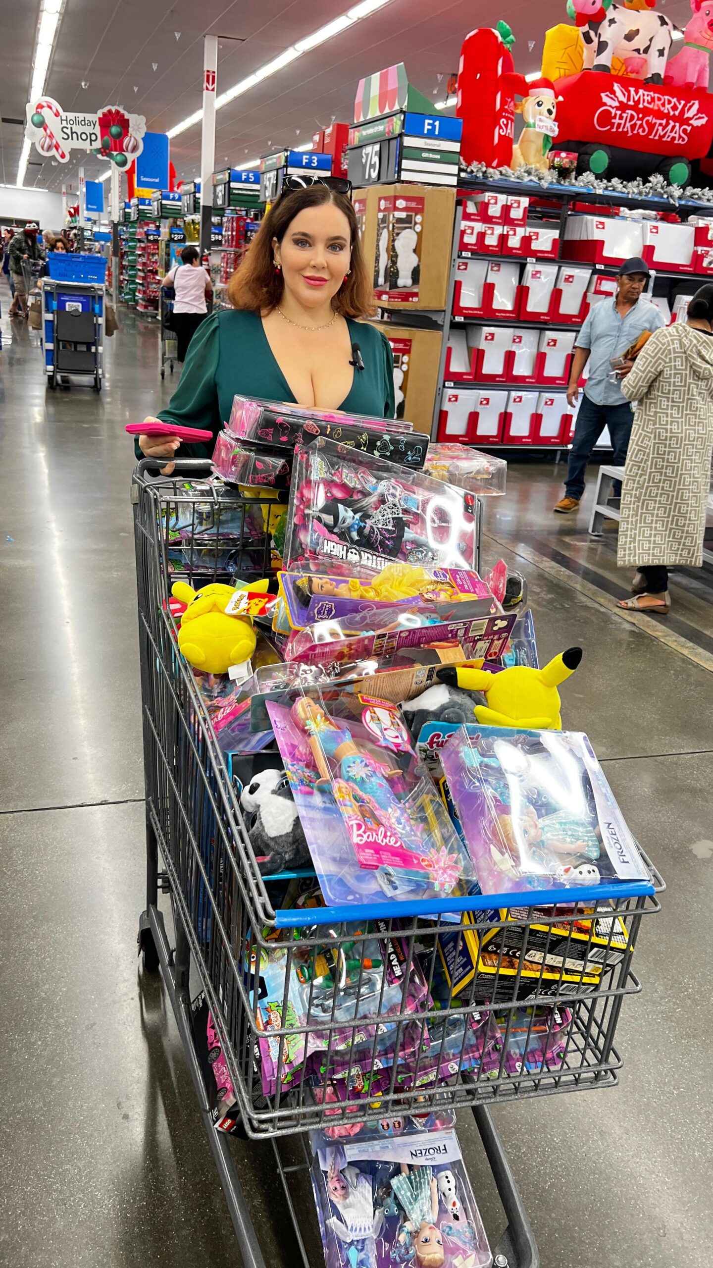 Natasha with toy cart in Walmart
