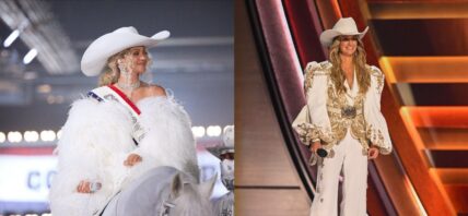 Photo collage of Beyoncé and Lainey Wilson.