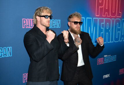 Logan and Jake Paul posing on the red carpet.