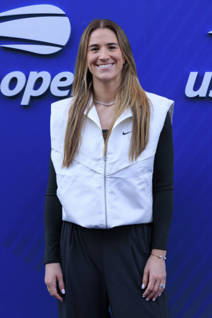 Sabrina Ionescu posing on the red carpet.