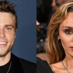 A photo collage of Gus Kenworthy and Miley Cyrus