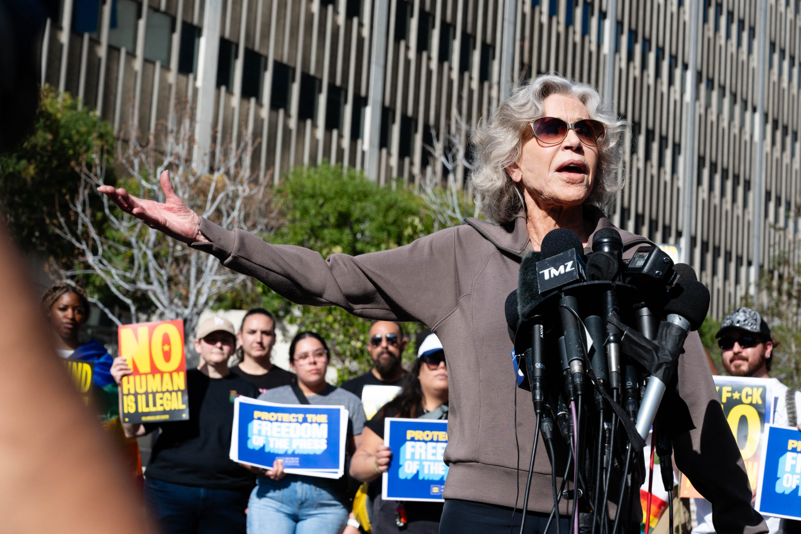 Jane Fonda at Don Lemon's Press Conference On His Arrest In LA
