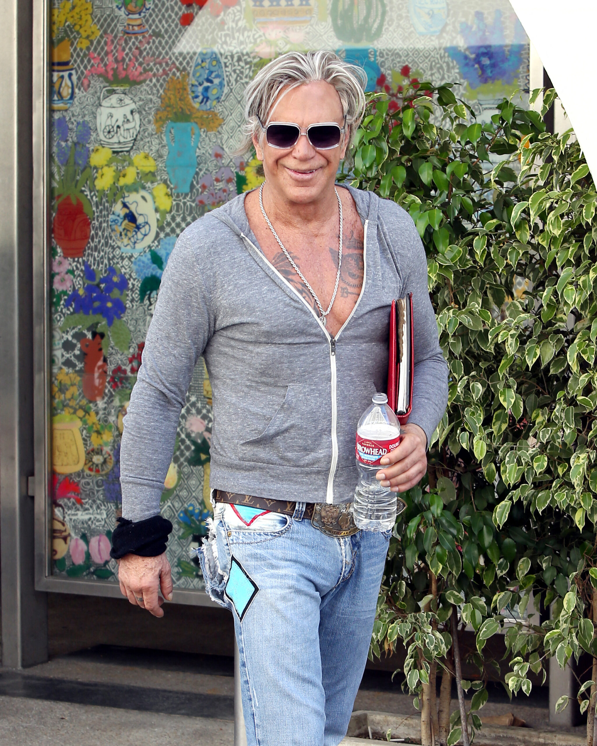 Mickey Rourke all smiles while out in Beverly Hills.