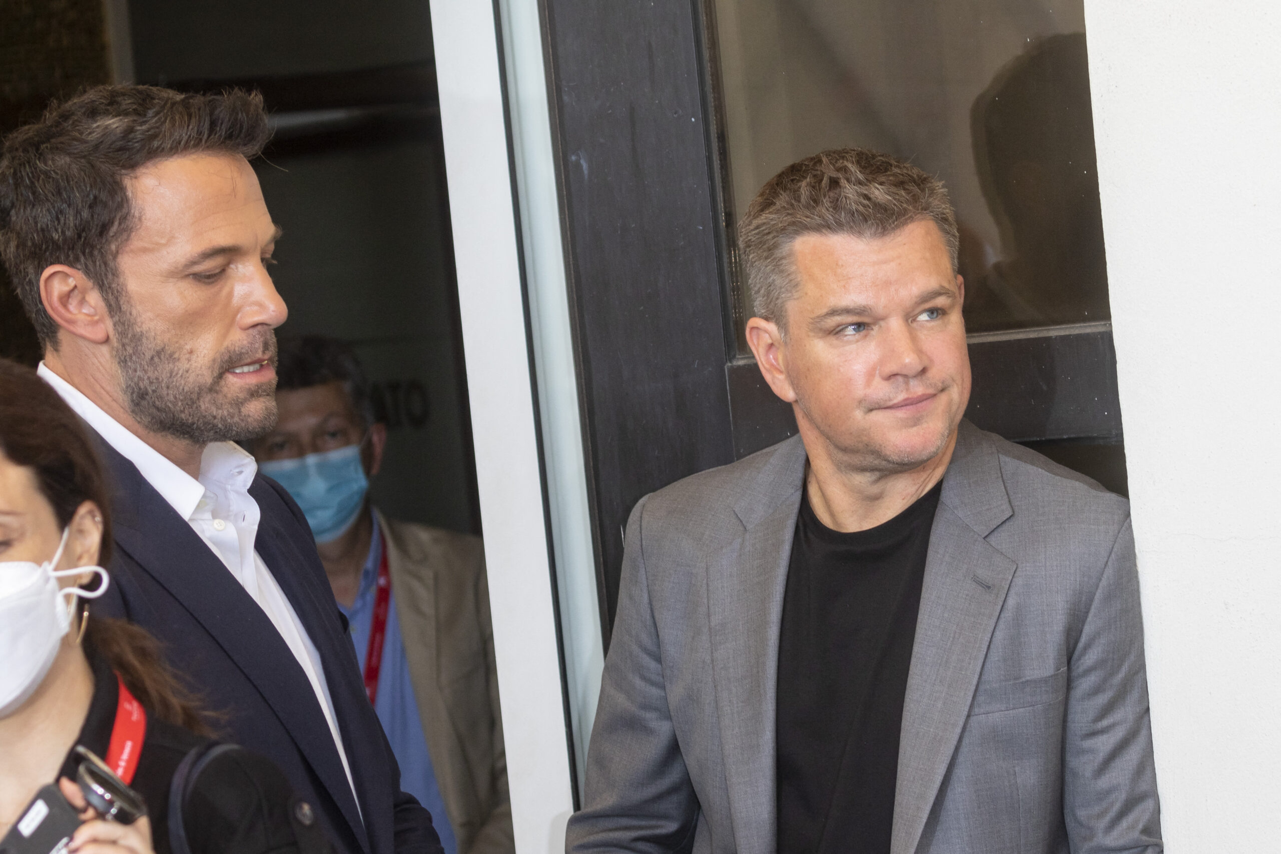 Ben Affleck and Matt Damon at 'The Last Duel' red carpet at the 78th Venice Film Festival at Palazzo del Casino on the Lido in Venice, Italy,