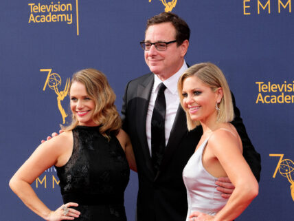 Andrea Barber, Candace Cameron Bure, Bob Saget at 2018 Creative Arts Emmy Awards