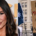 Kaitlyn Bristowe (left) ICE protest sign (right)