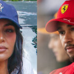 A photo collage of Kim Kardashian and Lewis Hamilton