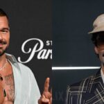 A photo collage of Ricky Martin and Bad Bunny