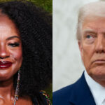 A photo collage of Viola Davis and Donald Trump